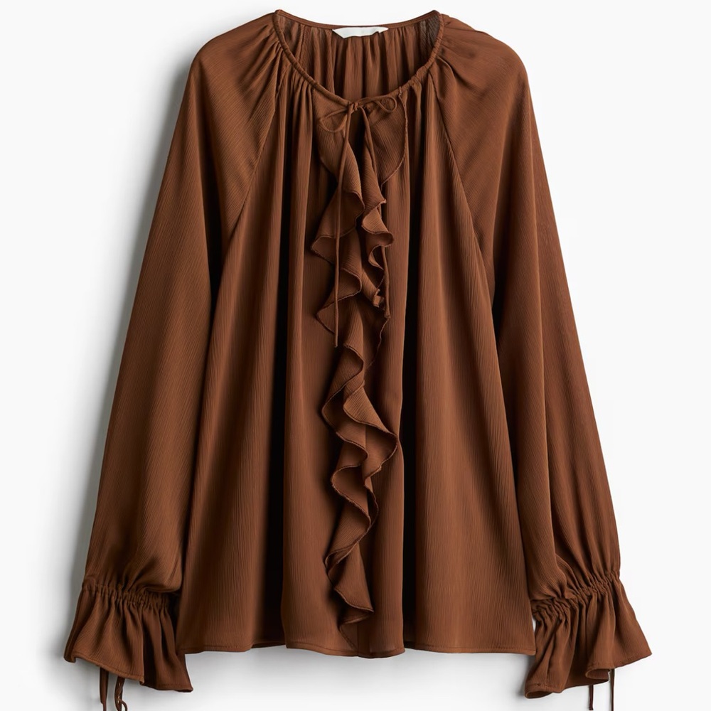 H&M Brown Ruffle Blouse - Picture 5 of 10